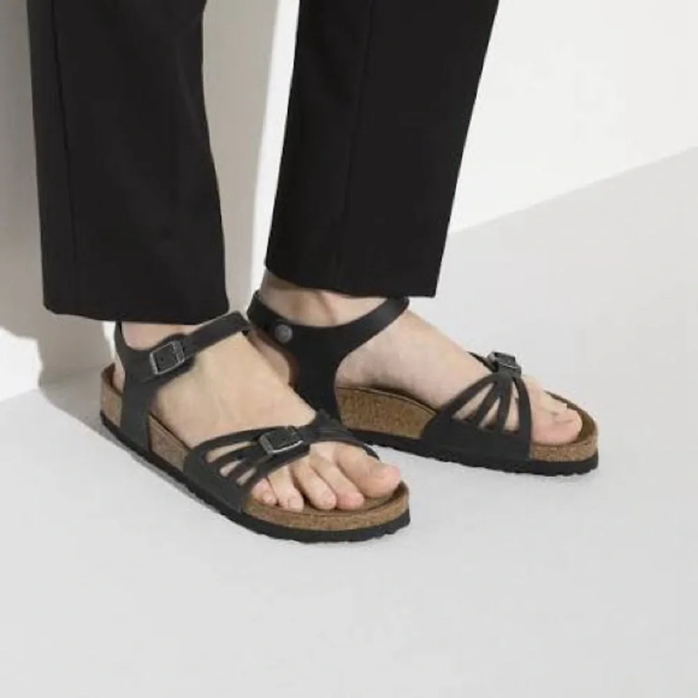 Birkenstock Bali Soft Footbed Sandals Black Oiled Leather 39 Regular Women Sz 8 - Picture 12 of 15